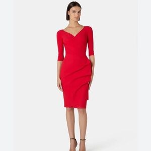 Chiara Boni FLORIEN DRESS Red Midi Dress, SIZE 8